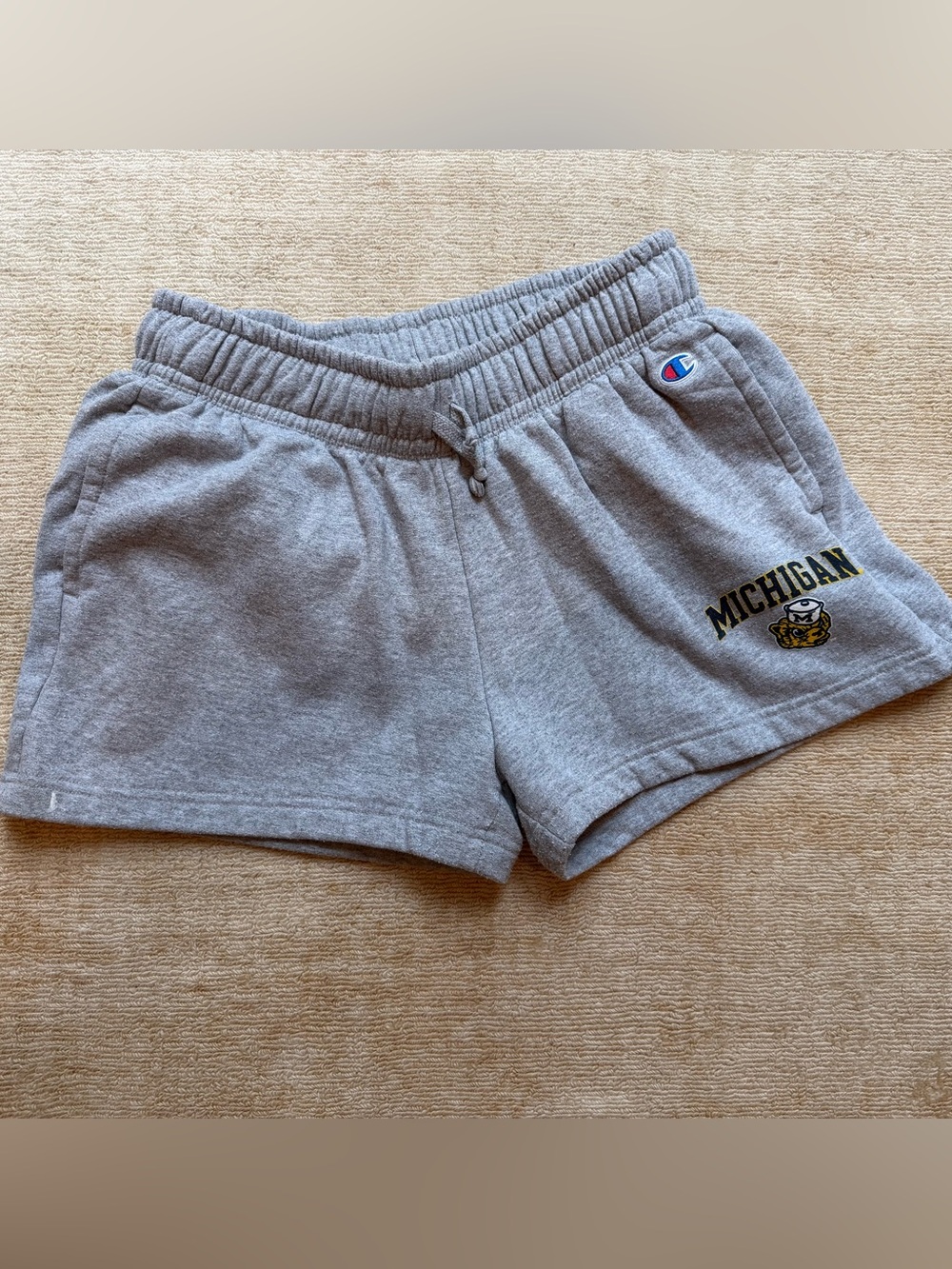 Champion Gray Michigan Athletic Shorts with Logo